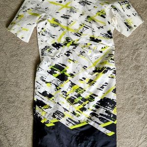 J Mendel dress, size 12, white with black and neon green print